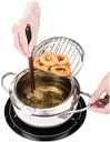 11" Deep Fryer Pot, Stainless Steel Deep Fryer with Thermometer & Oil Drip, Frying Pot for Chicken Fish French Fries Tempura