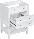 24" Bathroom Vanity Without Sink, Base Only, Solid Wood Frame, Bathroom Storage Cabinet with Drawer and Open Shelf, White