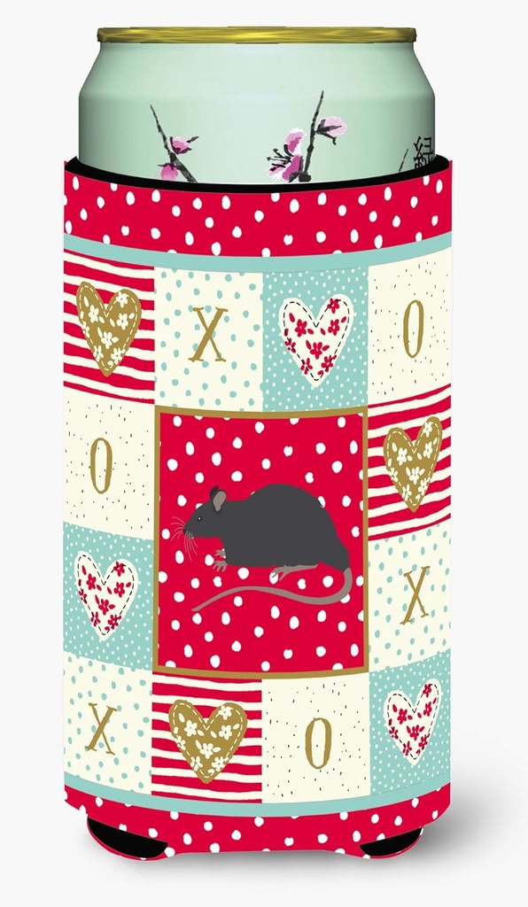 Caroline's Treasures CK5456TBC Black Rat Love Tall Boy Hugger, Red Can Cooler Sleeve Hugger Machine Washable Drink Sleeve Hugger Collapsible Insulator Beverage Insulated Holder