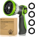 AUTOMAN Garden Hose Nozzle Sprayer - 10 Spray Patterns, Thumb Control On Off Valve, Durable Water Nozzle, Extra 4 Washers, for Watering Garden, Cleaning, Washing Car, Showering Pets Lawngreen