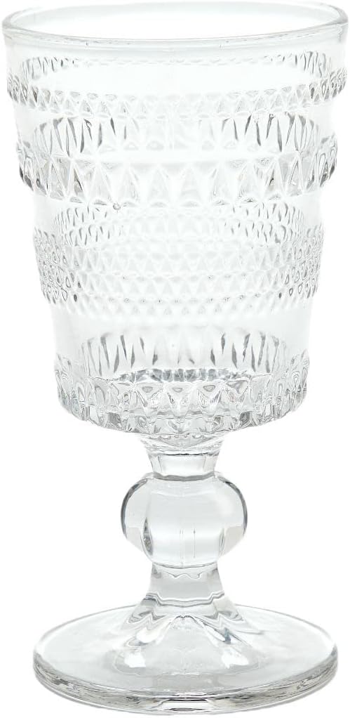 Tableau Madison Clear Stem Beverage Glass Set of 4 - Drinking Glassware, 8 oz Glass Cups for Wine, Juice, Kitchen - Elegant Goblets, Dishwasher Safe