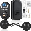 VEVOR Fingerprint Door Lock with Level Handles, Fingerprint/Keypad Code/Key, One-Time and Anti-Peeking Password, Constant Unlock Mode, Aluminum Alloy, Electronic Keypad Deadbolt for Entry Doors