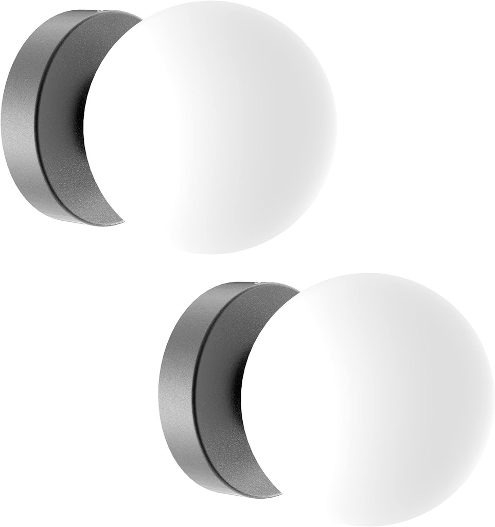 Globe Wall Sconces Set of Two Black Sconces Mid Century Wall Light Globe Glass Brass Vintage Wall Light for Bathroom Bedroom Hallway Living Room(G9 Base)