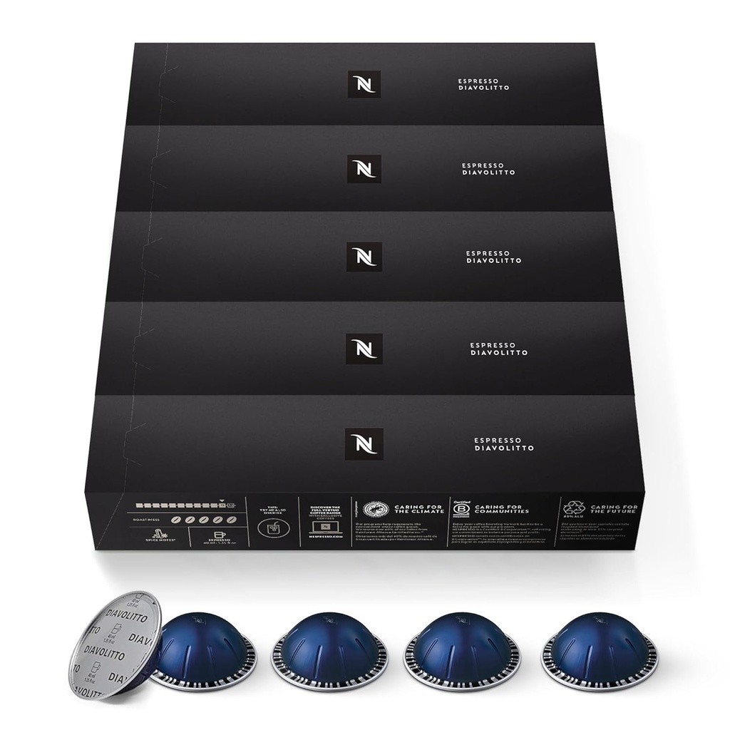 Nespresso VertuoLine Espresso, Diavolitto, 50 Count