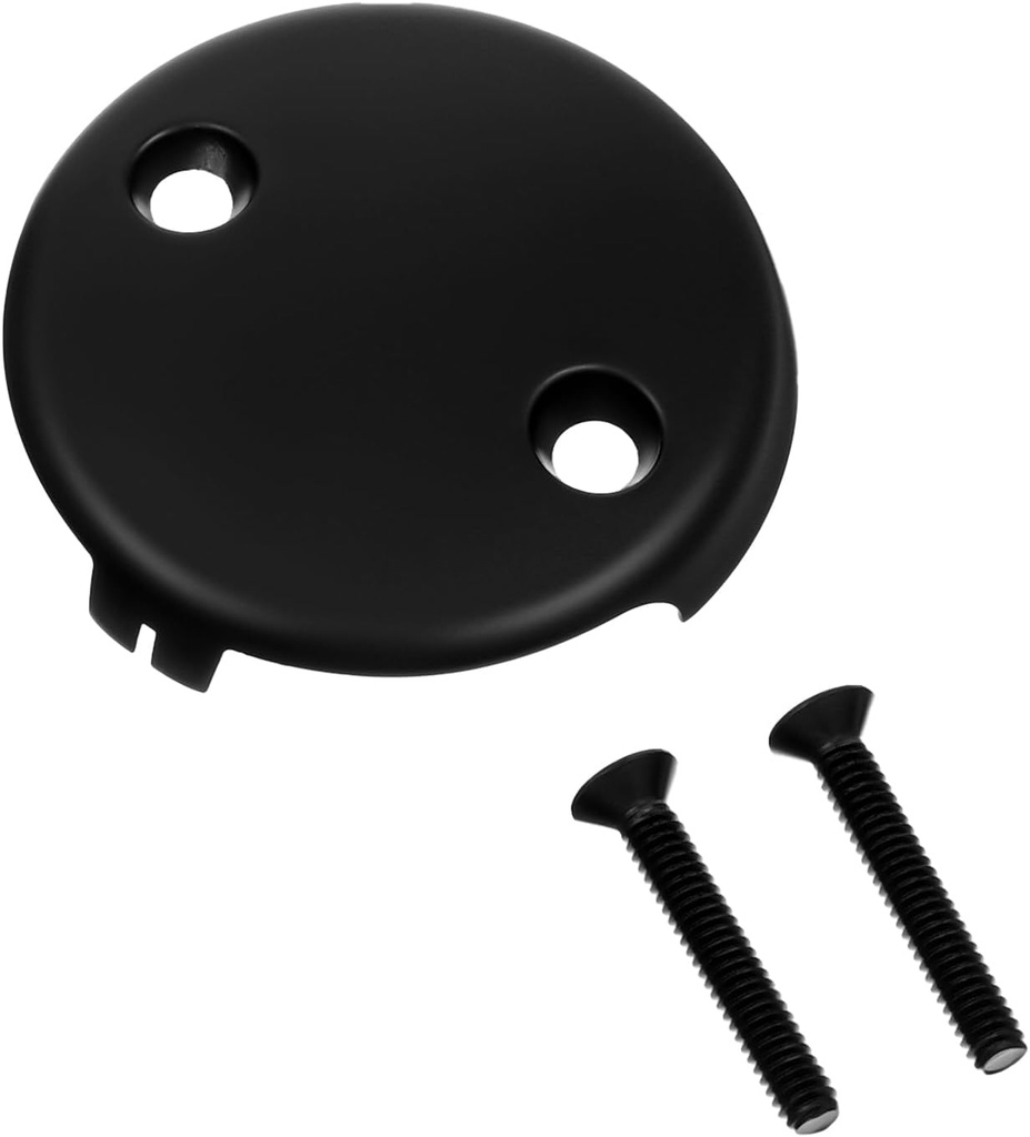 Black Bathtub Overflow Drain Cover 3-1/8" Two Hole Bathtub Drain Overflow Cover with Screw Overflowe Face Plate Bathtubs Overflows Gasket Drains Overflows Covers for Most Standard Bath Tub Drains