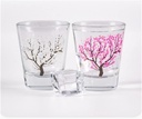Set of 2 Shot Glasses, Cooling Cherry Blossoms, Glass Pair Set, Spring, Cherry Blossom, Glass, Change with Temperature, Magic, Commemorative Gift, Celebration, White Day