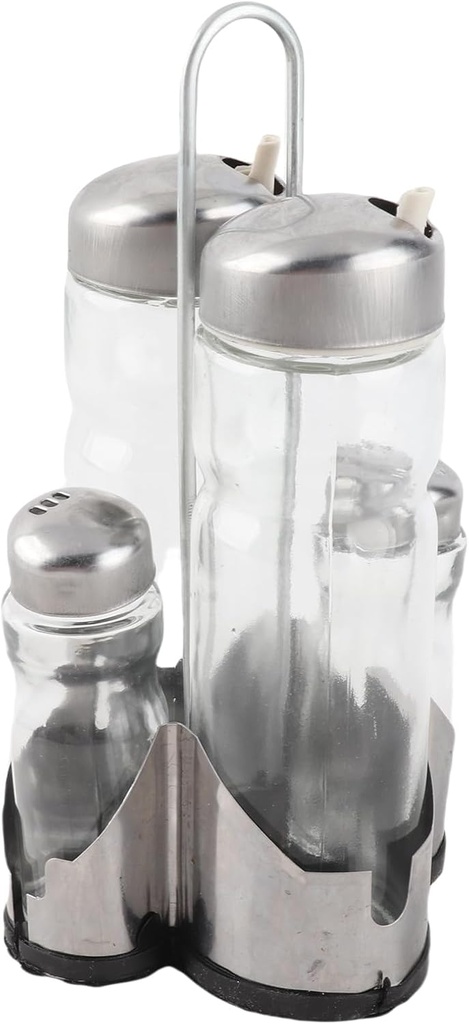 Stainless Steel Seasoning Bottle Set Condiment Holder Cruet Set Kitchen Restaurant Oil Vinegar Container Organizer Seasoning Bottle Set Stainless Steel Condiment Holder Cruet Set