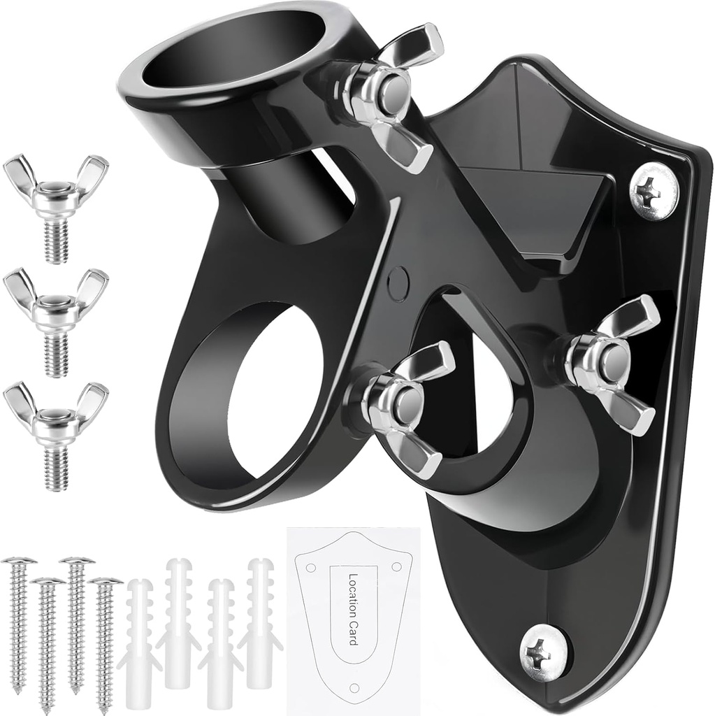 Flag Pole Holder, Outside House Flag Pole Bracket, Heavy Duty Metal Flag Mount, Aluminum Alloy Mounting Brackets, Outdoor Flag Holder- Strong Rust Free, Dual Position 1 inch Black
