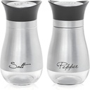 2-Pack Stainless Steel Salt And Pepper Shakers Set with Glass Bottle, Spice Dispenser Kitchen Accessories for Table,RV,Camp,BBQ and Kitchen