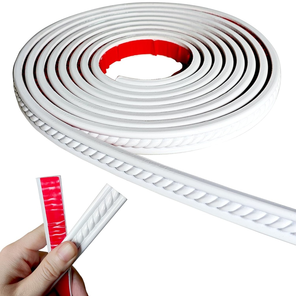 Peel and Stick Molding Trim Self Adhesive Flexible Wall Trim Crown Molding 3d Strip for Tile Wood Wall Panels Picture Mirror Frame Border Edge Corner Ceiling Wallpaper Moulding Decor Trim (200 in)