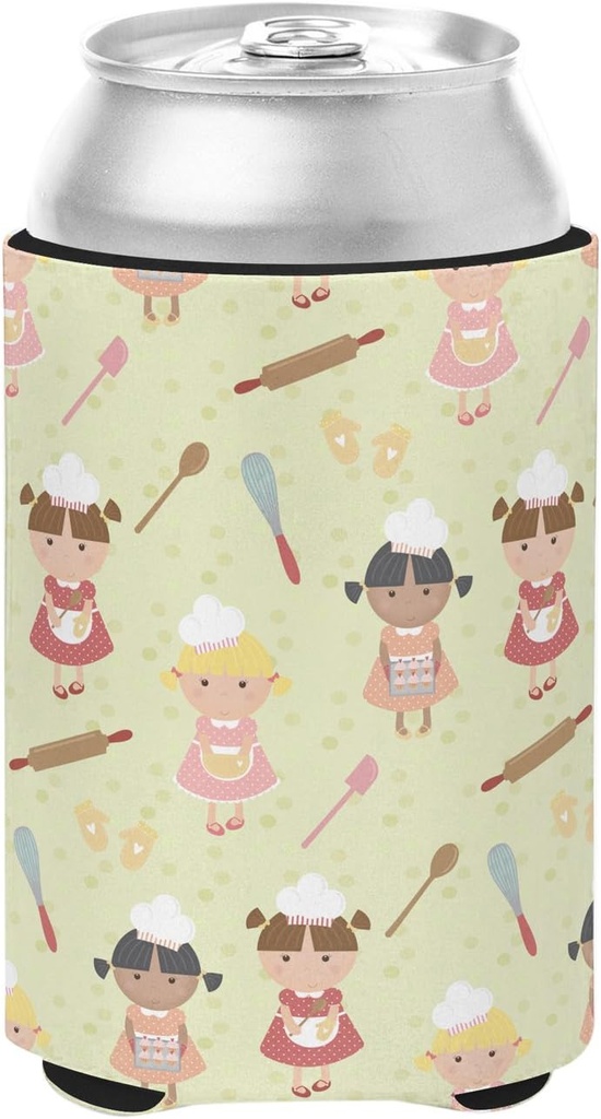 Caroline's Treasures BB7314CC Bakers Delight on Green Can or Bottle Hugger Cooler Washable Drink Sleeve Collapsible Beverage Insulated Holder, Can Hugger, Multicolor