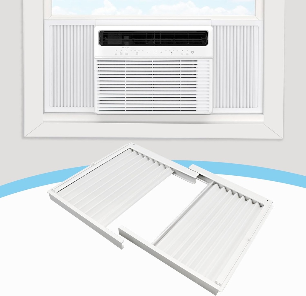 Air Jade Window Air Conditioner Side Panels, Window AC Side Panels with Frame for 8,000 Btu Units, Room Air Conditioner Accordion Filler Curtain Replacement Kit