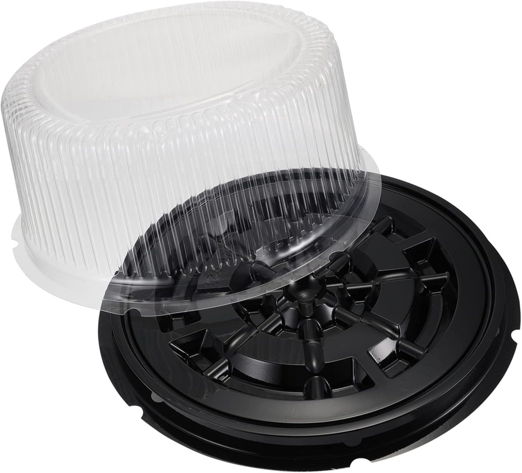 PRETYZOOM 5pcs Transparent Round Cake Carrier Boxes with Non Slip Base Bakery Single Cake Packing Containers for Wedding Birthday Party
