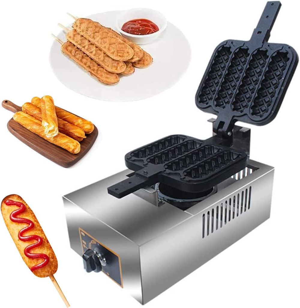 Waffle Corn Dog Maker,Hot Dog Machine with Double-Sided Heating,Non-Stick,Stainless Steel Corn Dog Waffle Maker Machine,Panini Maker,Muffin Maker Machine for Snack