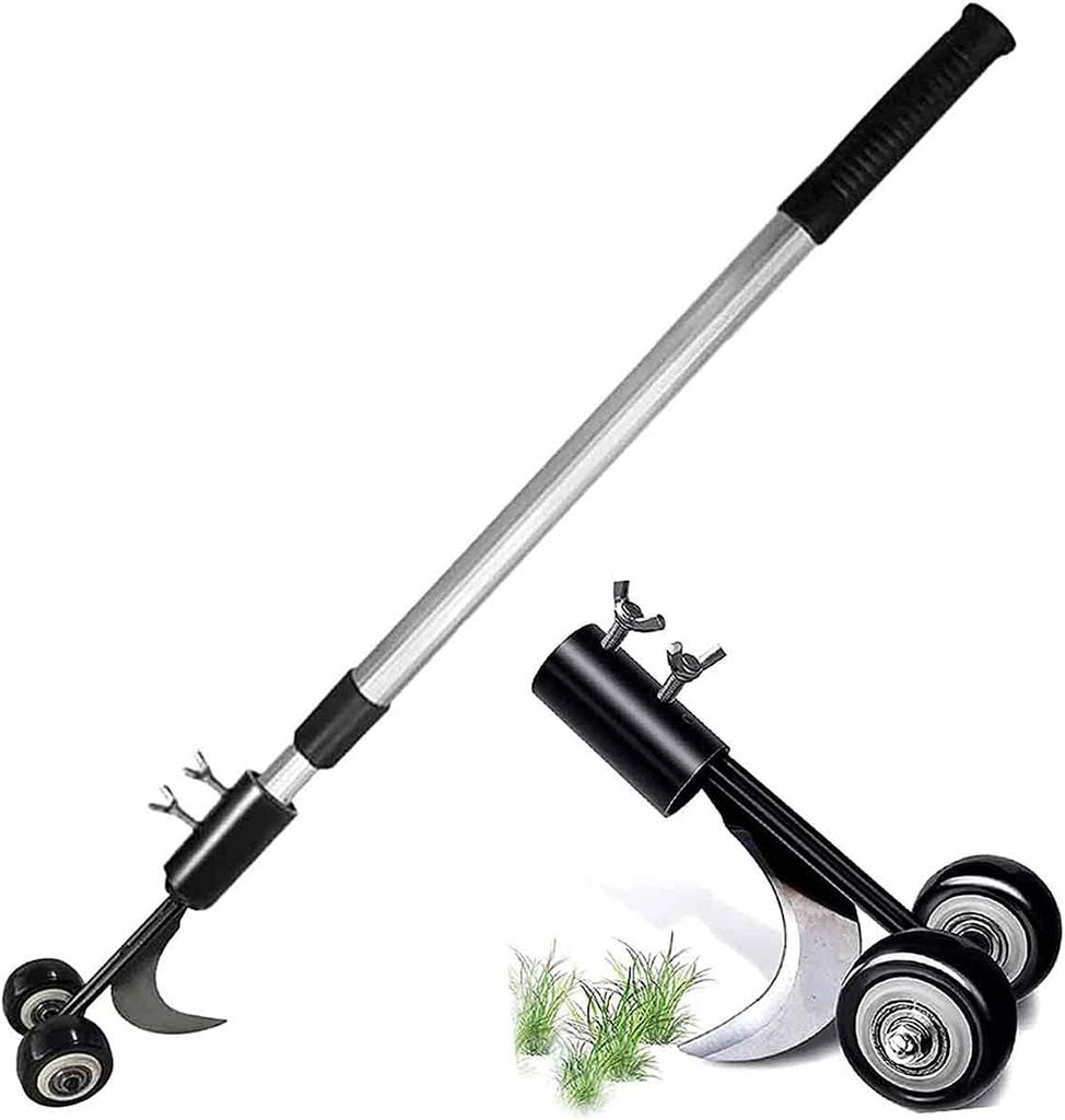 Garden Weeding Snatcher Tool with Wheels - Handled Weeder for Crevice & Crack Cleaning, Perfect for Patio, Block, Paving - Easy Weed Removal Helper