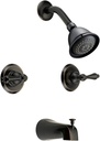 Designers Impressions 654752 Oil Rubbed Bronze Tub Shower Combo Faucet - Two Handle Mixer Design and Multi-Setting Shower Head - Convertible
