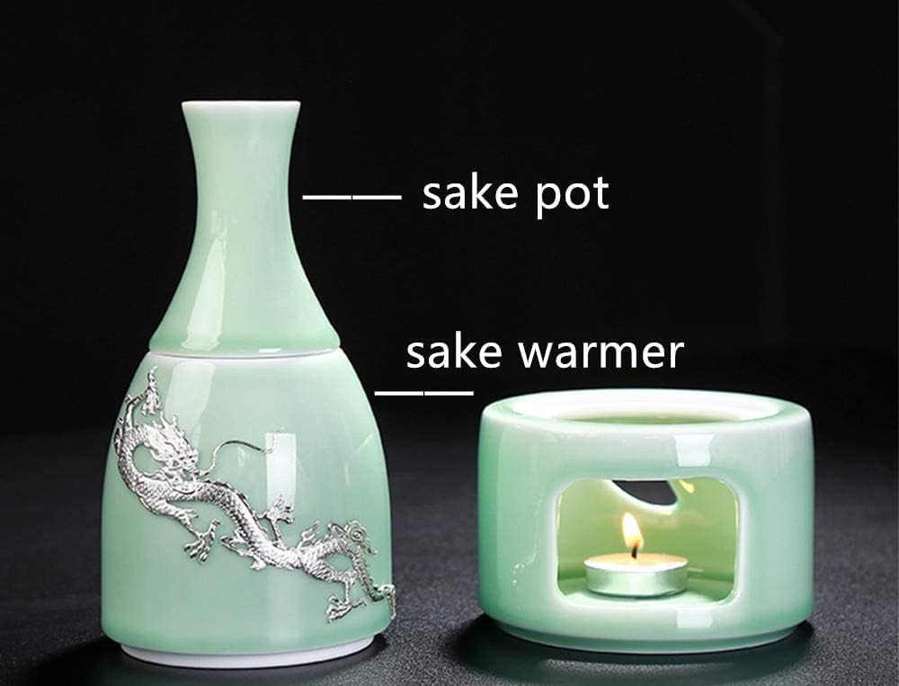 Sake Set Celadon Sake Set 9 PCS with Sake Warmer, Gift Box Packaging GYL24824