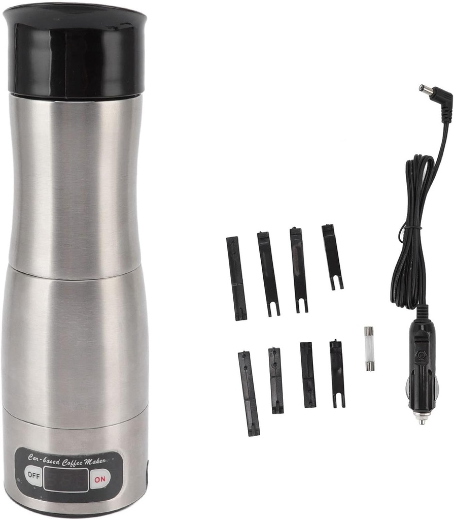 Topyond Car Coffee Maker 12V 24V Portable, Travel Coffee Machine with 5-8 Min Heating, Compact Design for Truck RV Drivers, Gift for Coffee Lovers