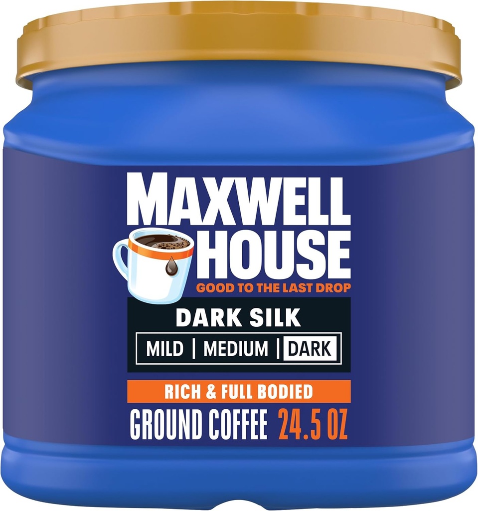 Maxwell House Dark Silk Dark Roast Ground Coffee, 24.5 oz Canister