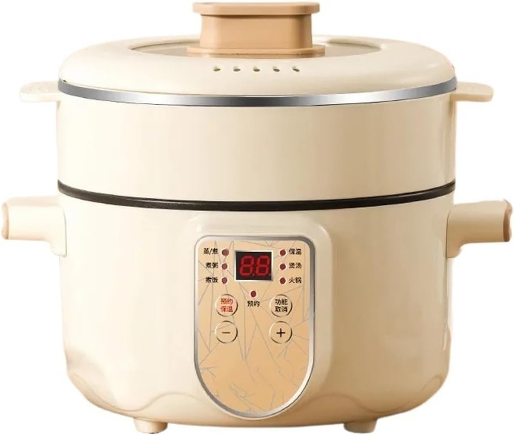 GRFIT 2.5L Multifunctional Electric Saute Pot Smart Non-Stick with Steamer Rice Cooker Large Capacity Electric Hot Pot (Size : 3L, Color : with Steamer White)