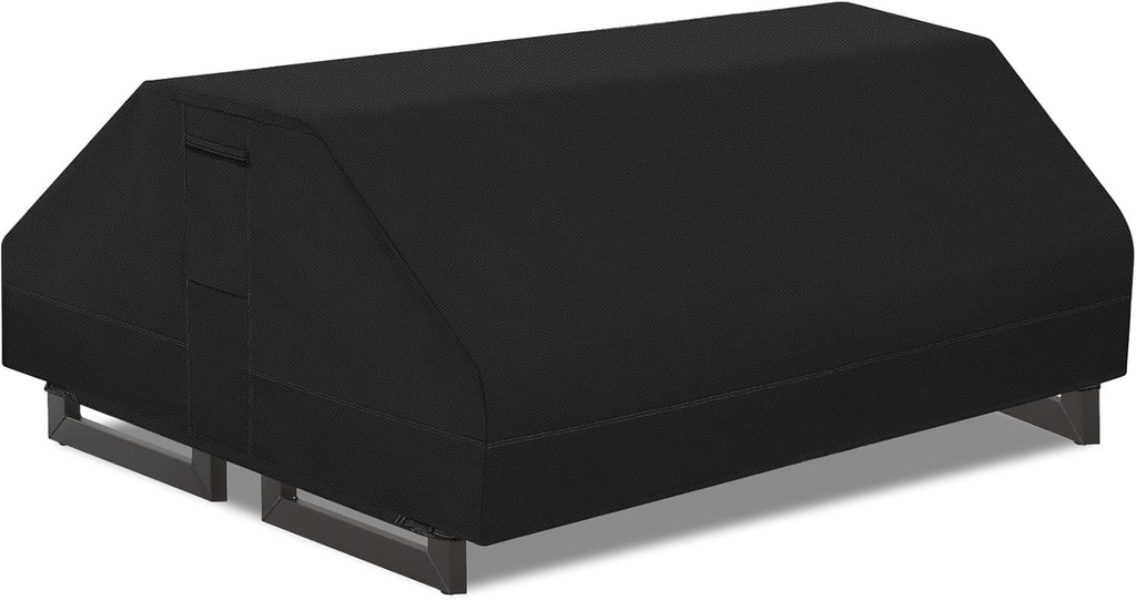 70/72 Inch Waterproof Picnic Table Cover, 600D Heavy-Duty Oxford Outdoor Patio Table Cover with Drawstring and Buckle, Table Bench Covers Winter, Black