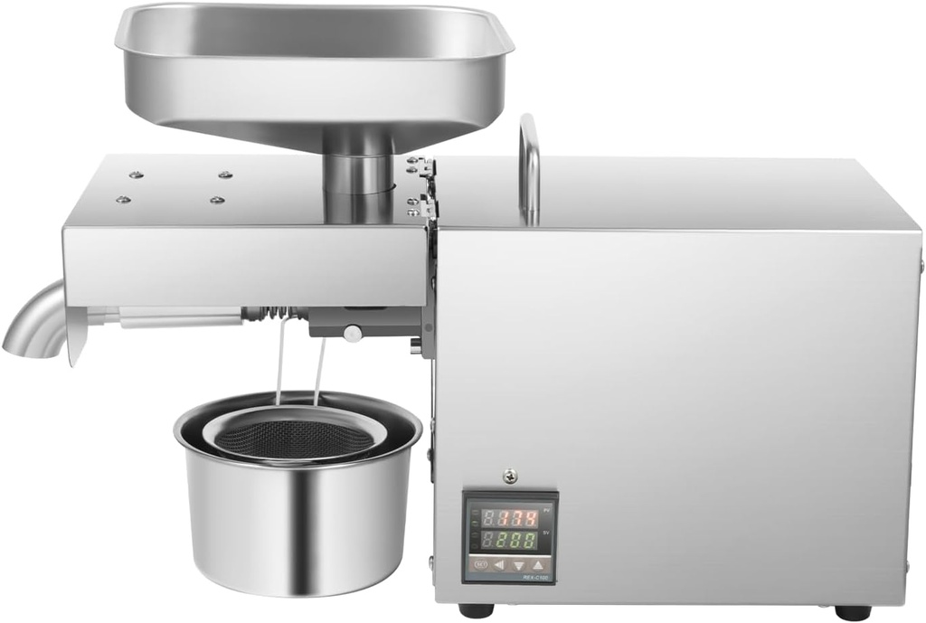 610W Kitchen Oil Press Machine, Automatic Nut Flax Seeds Oil Press Machine, Commercial Kitchen Extractor for Avocado Coconut Flax Peanut Castor Perilla Seed Canola Sesame