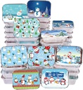 50Pcs Christmas Cookie Tins Aluminum Food Containers with Lids Disposable with Snowman Winter Cardboard Covers Aluminum Foil Baking Pan Cake Pans for Cooking,Heating,Roasting,Holidays BBQ 7.3x5.3 Inch