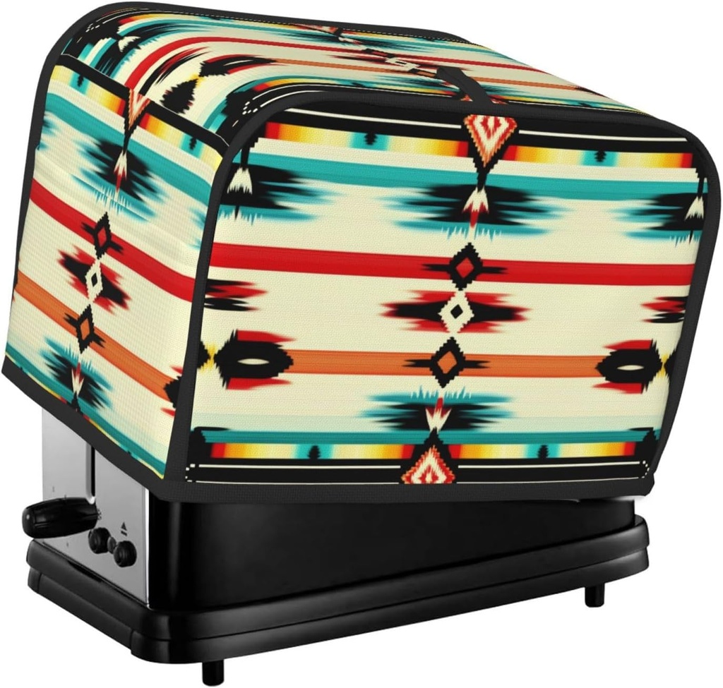 Native American Pattern Toaster Cover 2 Slice,Tribal Bread Machine Cover, Washable Dust-Proof Cover for Kitchen Small Appliance Cover,with Top Handle,American Native Stripes