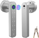 ERAY Smart Fingerprint Door Lock, Keyless Entry Knob Set With Keypad Code and Handle, Interior Security Kit for Home, Hotel, Apartment, Office Room - Silver