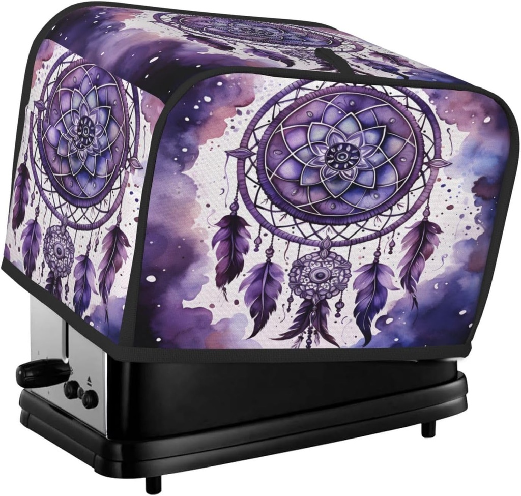 Toaster Cover 2 Slice Purple Dreamcatcher Paintng Toaster Cover Waterproof Kitchen Small Appliance Covers Microwave Oven Dust-Proof Bread Cover, Women Gift
