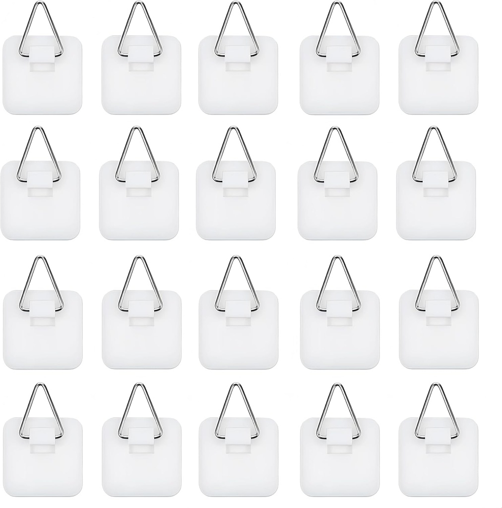 20Pcs 1.25in White Square Invisible Adhesive Plate Hangers,Vertical Plate Holders Wall Mount Display Holder,No Nails Decorative Plates for Artworks