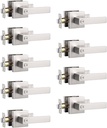 Knobonly 9 Pack Square Bedroom Bathroom Privacy Door Lever Handle Satin Nickel Finish Keyless Door Handleset Locked Inside with Turn-Button