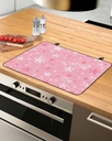 Christmas Countertop Burners Protection Mats for Kitchen, Winter Snowflake Christmas Pink Rubber Stove Top Cover Mat, Heat Proof Mats Cooktop Cover for Counter Dish Drying Mat, 31"x24"