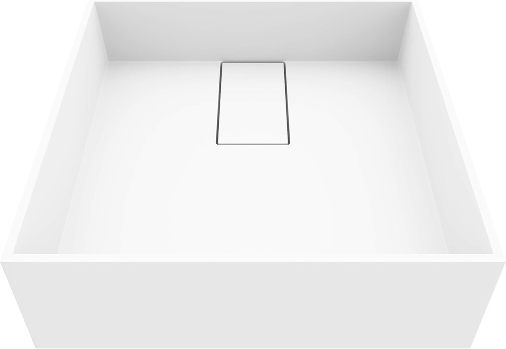 VIGO Bryant 15"L x 15"W x 5"H Over the Counter Matte Stone Square Vessel Bathroom Sink in White -VG04021