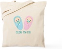 CafePress DOUBLE THE FUN Tote Bag Reusable Natural Beige Canvas Shopping Bag