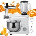 Small Multifunctional Electric Mixer,6L Electric Kitchen Mixer - 3 in 1/Meat Grinder,Food Process Grinder,Dough Kneading, Egg Beater,Household Mixers,6+P Gear Speed Adjustment,White