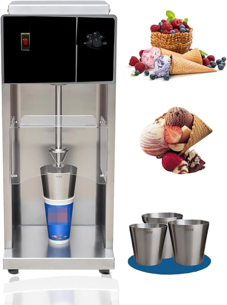 110V Ice Cream Blender Maker Stir Machine Auto Swirl Ice Cream Shaker Blender Mixer SoftYogurt Blending Mixer Machine 3400r/min,3 Hand Cups