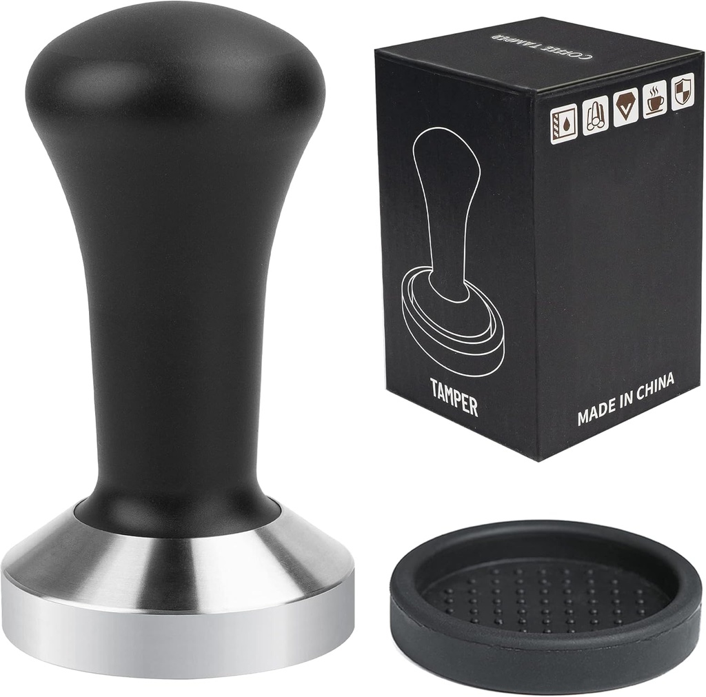 51mm Coffee Hand Tamper 304 Stainless Steel Base Professional Espresso Press for Portafilter Coffee Machine Barista Tool (51mm)