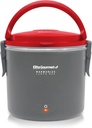 Elite Gourmet EFW-6080R Warmables Lunch Box Electric Food Warmer with Stainless Steel Pot, 32 Ounce, Grey Red