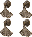 MOROBOR Ginkgo Leaf Shape Knob Handles, 4 PCS Drop Pendant Pull Handle, Hardware Drawer Single Hole Handle for Wardrobe Cupboard Closets Cupboard(Yellow Bronze)