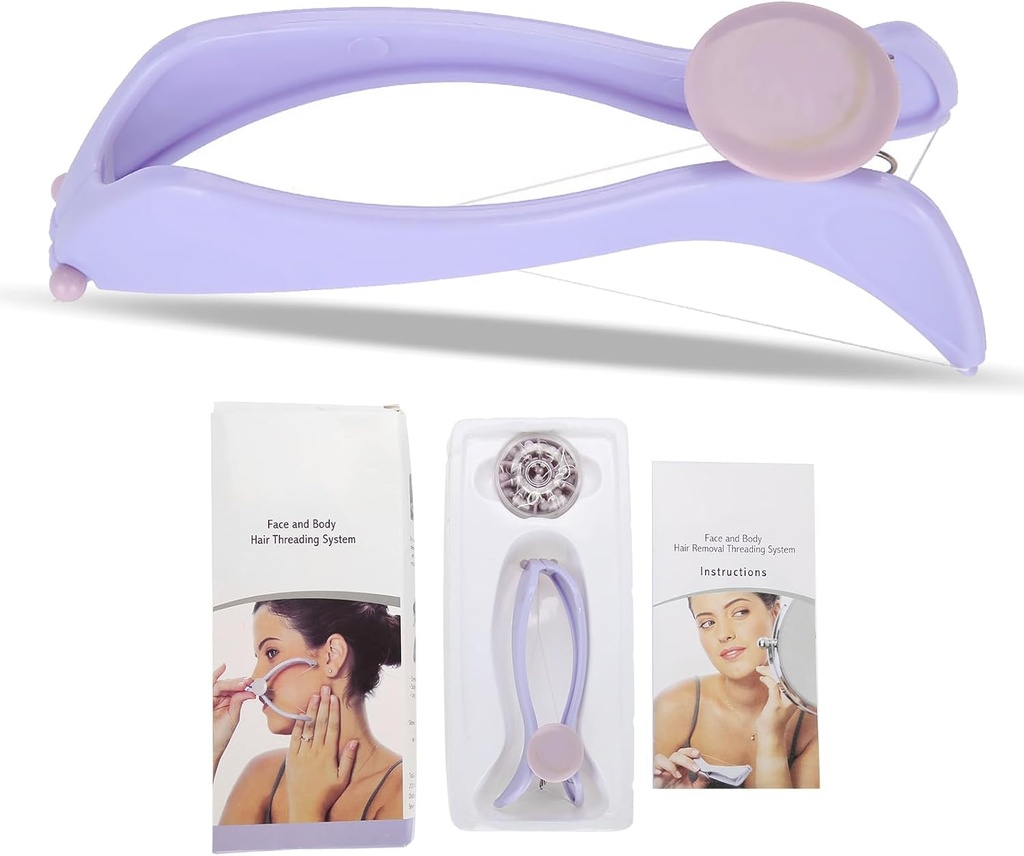 Facial Hair Epilator for Women, Comfortable Ideal Threading Hair Removal Epilator Facial Neck Hair Removing Tool with 10 Cotton Lines (Blister Pack)