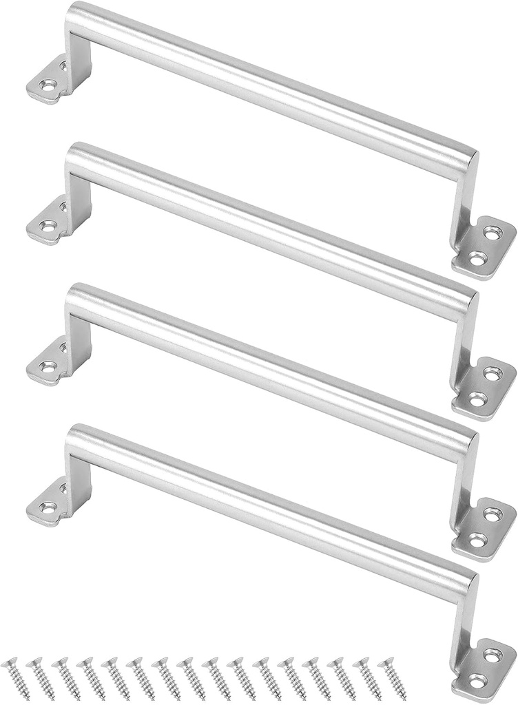 QWORK Large Pull Handle Stainless Steel Barn Handle - Cabinet, Sliding Door, Closet, Keyless Entry Door, Fence Door, Barn Door, Gate - Set of 4 with Screws Included