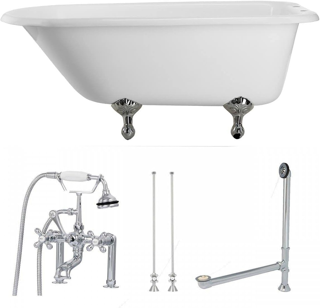 Vintage Tub & Bath Heritage 54 Inch Cast Iron Classic Clawfoot Tub Package