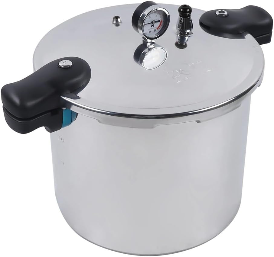 23-Quart Large Capacity Pressure Cooker and Cookware with Pressure Gauge Release Valve Silver