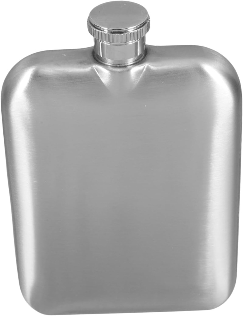 Vintage Flask Portable 6oz Square Wine Pot Stainless Steel Construction for