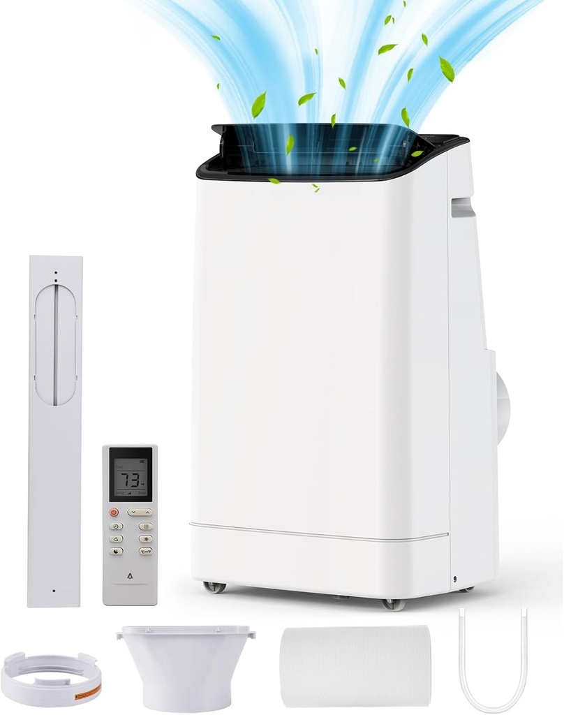 TrailBlaze 14,000 BTU Portable Air Conditioner, Quiet & Powerful, Follow Me Function, Ideal for Small Rooms, LCD Remote Control, US Plug, White