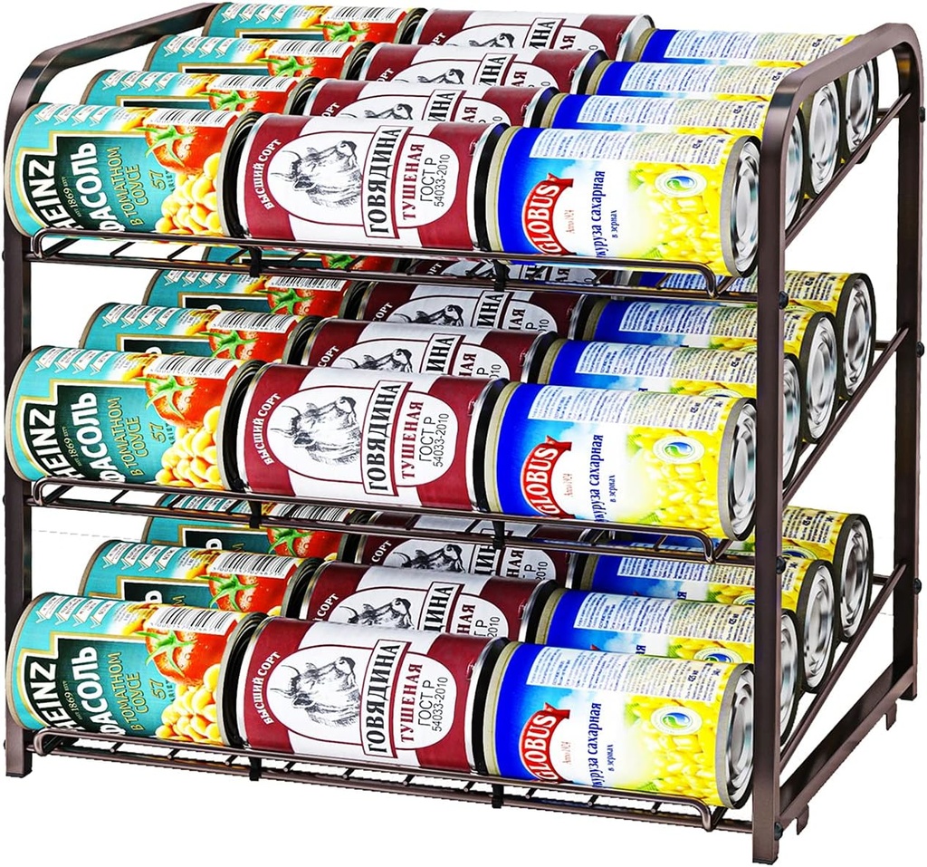 AIYAKA 3 Tier Stackable Can Rack Organizer,for food storage,kitchen cabinets or countertops,Storage for 36 cans,Bronze
