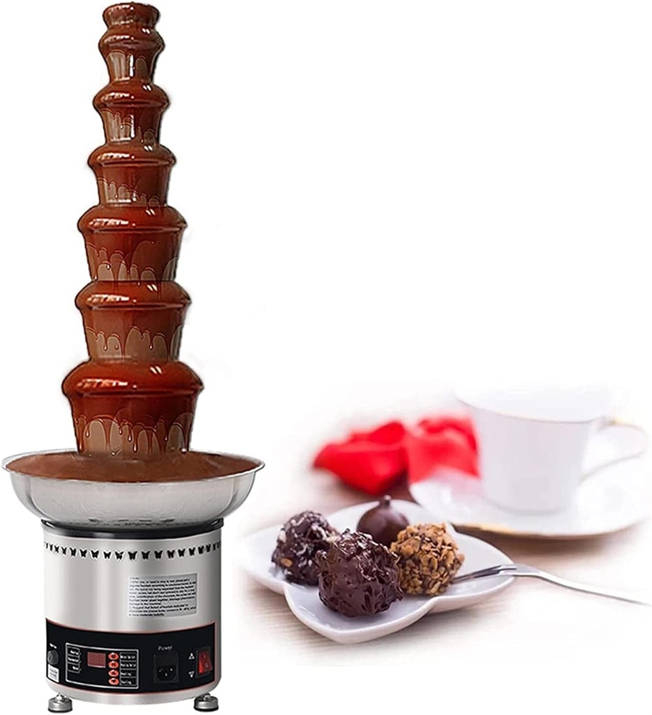 Electric Chocolate Fountain Machine, 4/5/6/7 Tiers, 304 Stainless Steel Chocolate Fondue Waterfall Hotpot with Temperature Control for Commercial