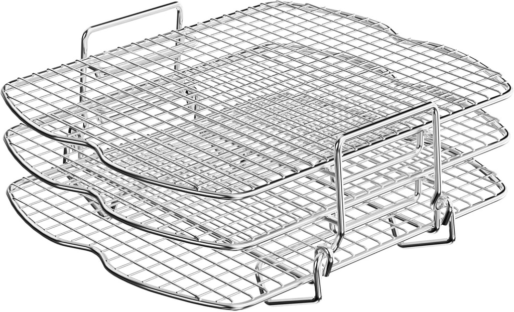 BBQ-PLUS Upgraded Dehydrator Rack Stainless Steel Air Fryer Stand for Ninja Foodi AG300, AG300C, AG301, AG301C, AG302, AG400, IG301A Ninja Foodie Grill Accessories Roasting Rack for Oven and Grill
