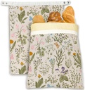 Herbs Wild Flowers 2 Pack Reusable Beeswax Bread Bags for Homemade Bread, Linen Bags for Sourdough, Gifts for Baker
